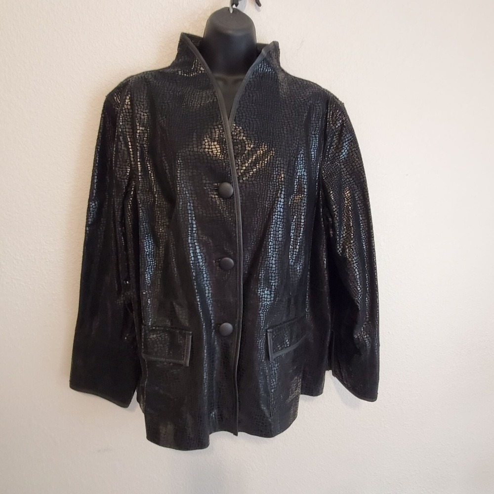 Bradley By Bradley Bayou Black Genuine Leather Jacket Embossed Texture Size 2XL - Picture 14 of 15